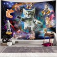 thumbnail image 3 of Tapiz para colgar en la pared con forma de gato con forma de galaxia, divertido, pizza, Space Cats, 3 of 3