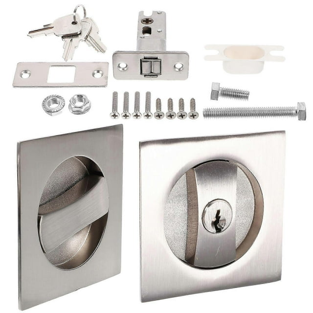 1 Set Pocket Door Lock Privacy Latch Lock Metal Door Lock Pocket Door Lock Hardware Lock with Key
