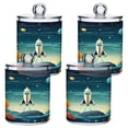 thumbnail image 2 of 2 Pack Qtip Holder Dispenser Rocket Planets Firmament Clear Plastic Storage Apothecary Jars for Cotton Swabs Balls Pads Floss, 2 of 7