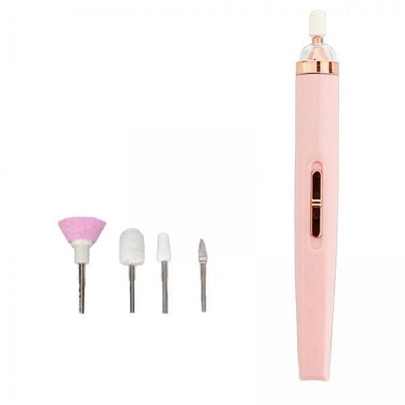 2 Taladros Eléctricos Inalámbricos Para Uñas Mini Con 5 Cabezales Para Pulir Y Recortar, Color Rosa