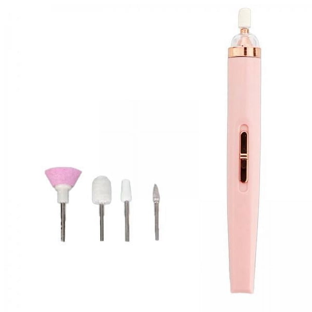 4 Taladros Eléctricos Inalámbricos Para Uñas Mini Con 5 Cabezales Para Pulir Y Recortar, Color Rosa