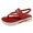 Red, variant on Ladies Fashion Flock Wedge Heel Pinch Toe Platform Buckle Roman Sandals