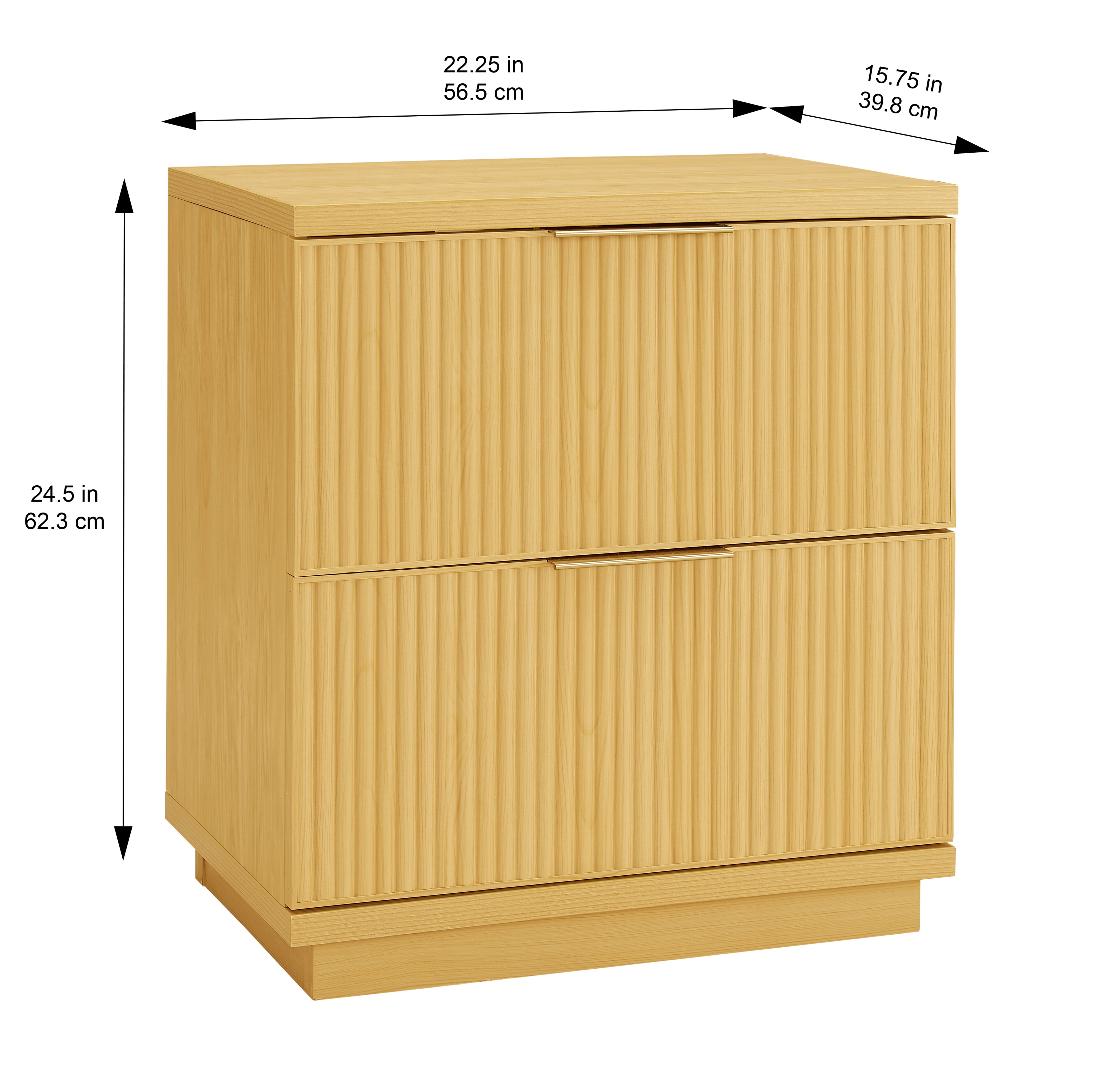 Better Homes & Gardens Lillian Fluted 2-Drawer Nightstand with USB, Natural Pine