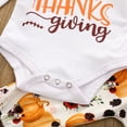 thumbnail image 6 of Odeerbi Christmas Baby Boys Girls Outfit Newborn Infant Thanksgiving Print Letter Romper Pants with Hat Hairband Set White, 6 of 9