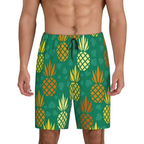 Fotbe Pineapples1 Pantalones Cortos de Pijama para Hombre, Ropa de Dormir, Pantalones de Pijama Cortos para Hombre-Medium