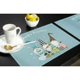 thumbnail image 5 of Placemats Set of 6, Easter Eggs Gnome Elf Design Blue Background Washable Burlap & Cotton Placemats for Kitchen Dining Table Holiday Home Decoration, 5 of 6