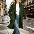 thumbnail image 2 of uublik Trench Coat Women Army Green Long Sleeve Elegant Classic Overcoat Fall Winter Clothing, 2 of 7