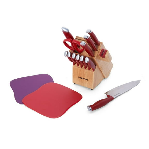Farberware Edgekeeper 15-piece Edgekeeper Red Delrin Cutlery Set
