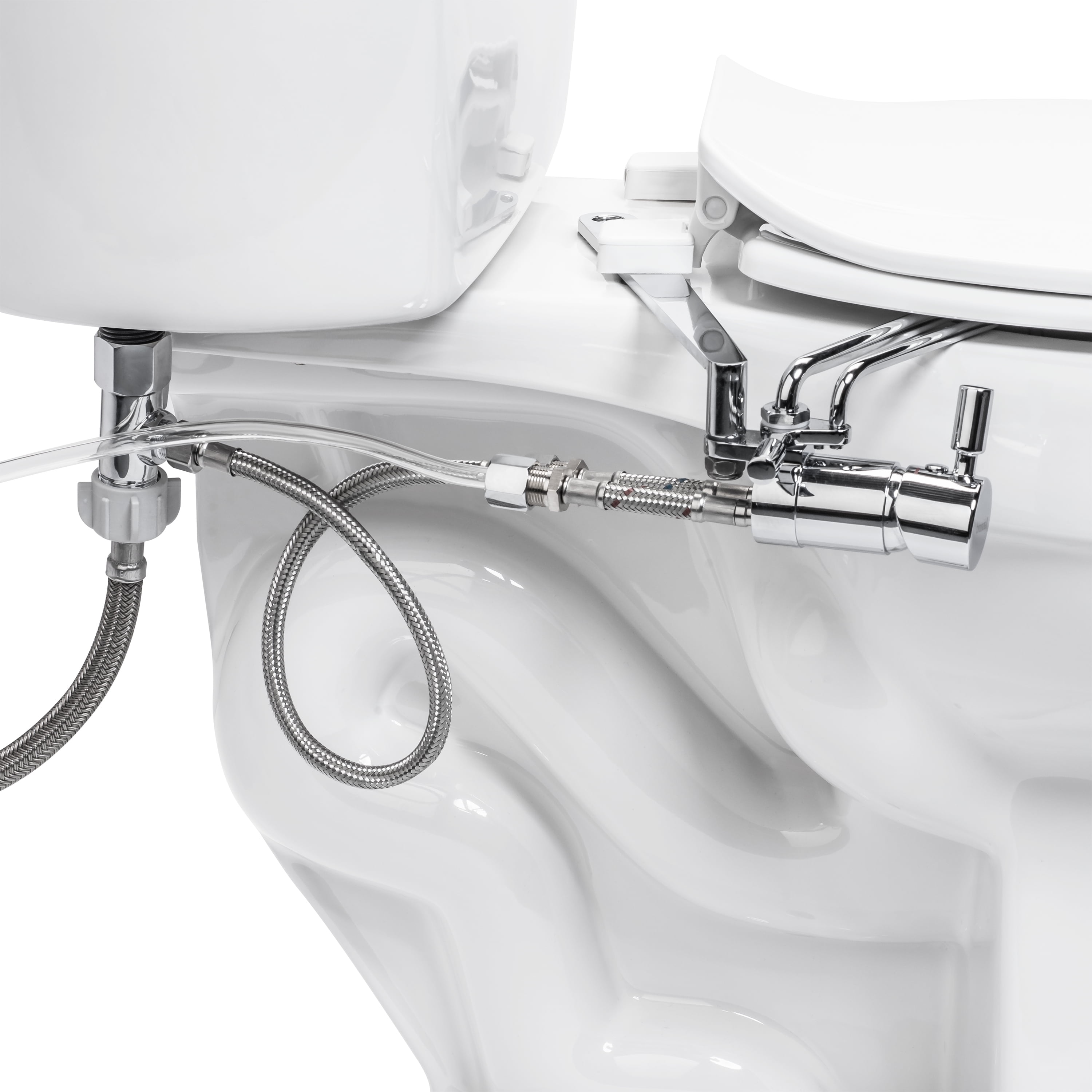Brondell Side-Mounted All Metal Attachable Bidet with Adjustable Spray Wand, Dual Temperature in Silver