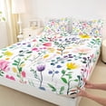 thumbnail image 3 of Castle Fairy Colorful Flowers 4pcs Bed Sheets for Boys Girls,Chic Floral Blossoms King Sheets,Retro Vintage Aesthetic Super Cozy Sheet Set,Ultra Soft Home Decor, 3 of 7