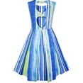 thumbnail image 2 of Girls Dress Striped Heart Shape Back Blue Party 5 Years, 2 of 6