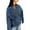 Dark Blue, variant on Women Beaded V Neck Button Down Motorcycle Denim Jacket Cinched Waist Streetwear Fall Clothes Trendy Dark Blue L