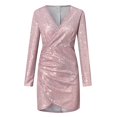thumbnail image 4 of TOWED22 Robe pour Femmes Robe pour Femmes Décontractée Mode Tricotée Patchwork Robe pour Femmes Or s, 4 of 6