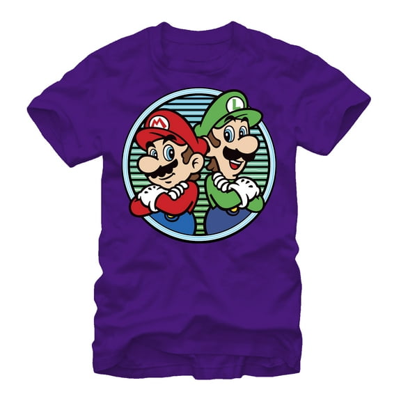 Men's Nintendo Mario Bros Back to Back Graphic Tee Purple Large
