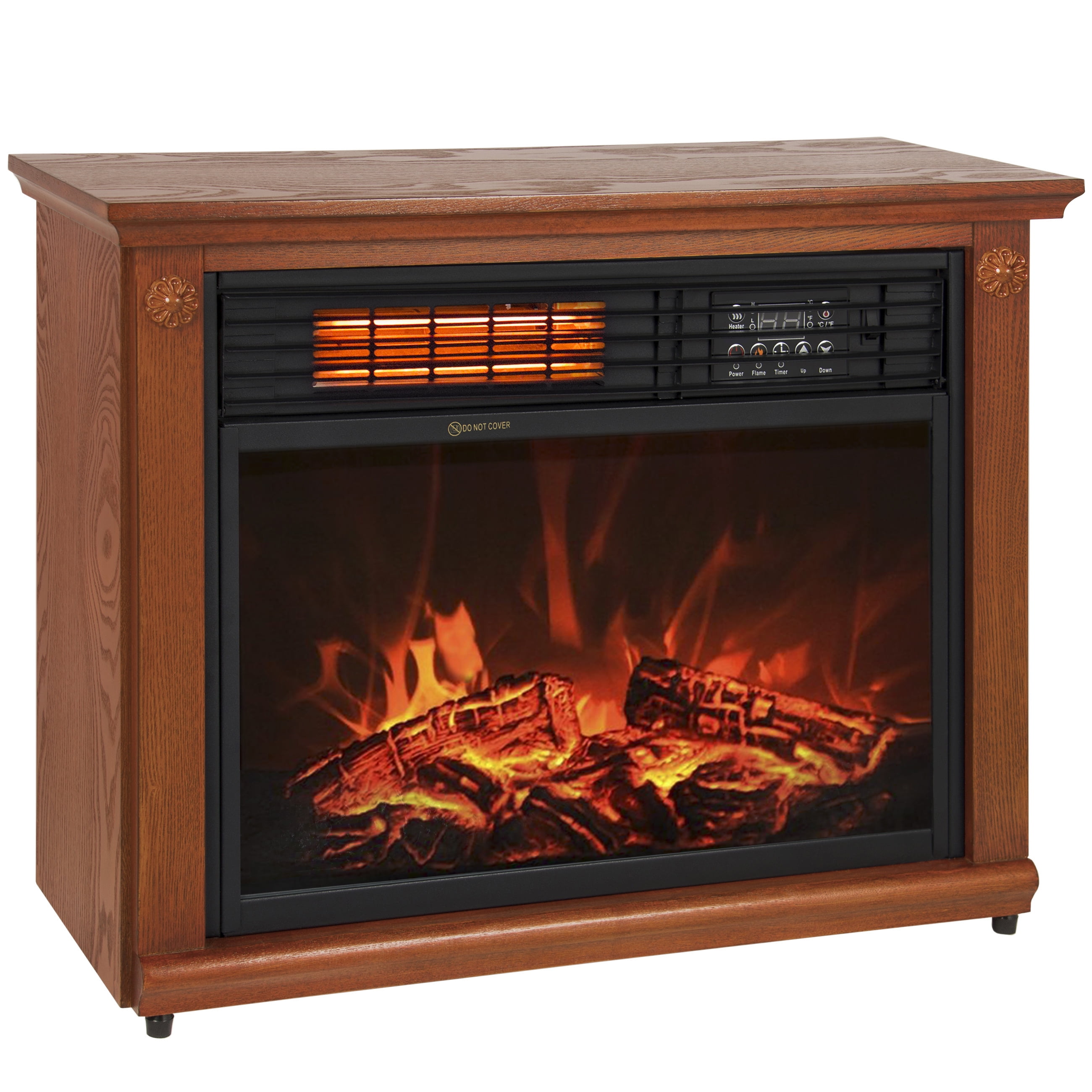 Large Room Infrared Quartz Electric Fireplace Heater Honey Oak Finish
