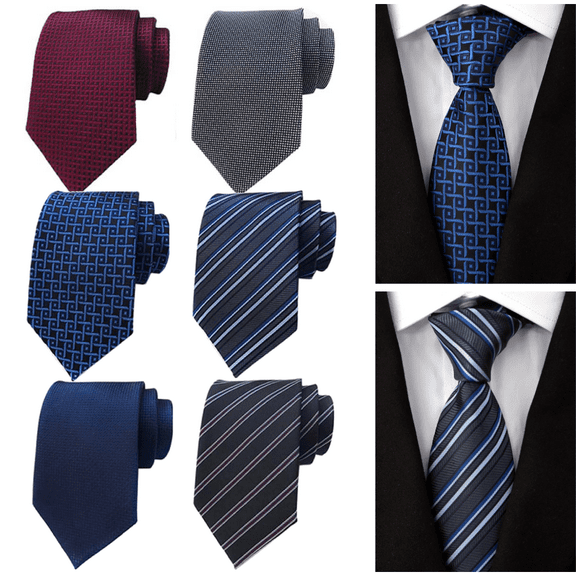 6pcs Men's Necktie Classic Silk Tie Woven Jacquard Neck Ties