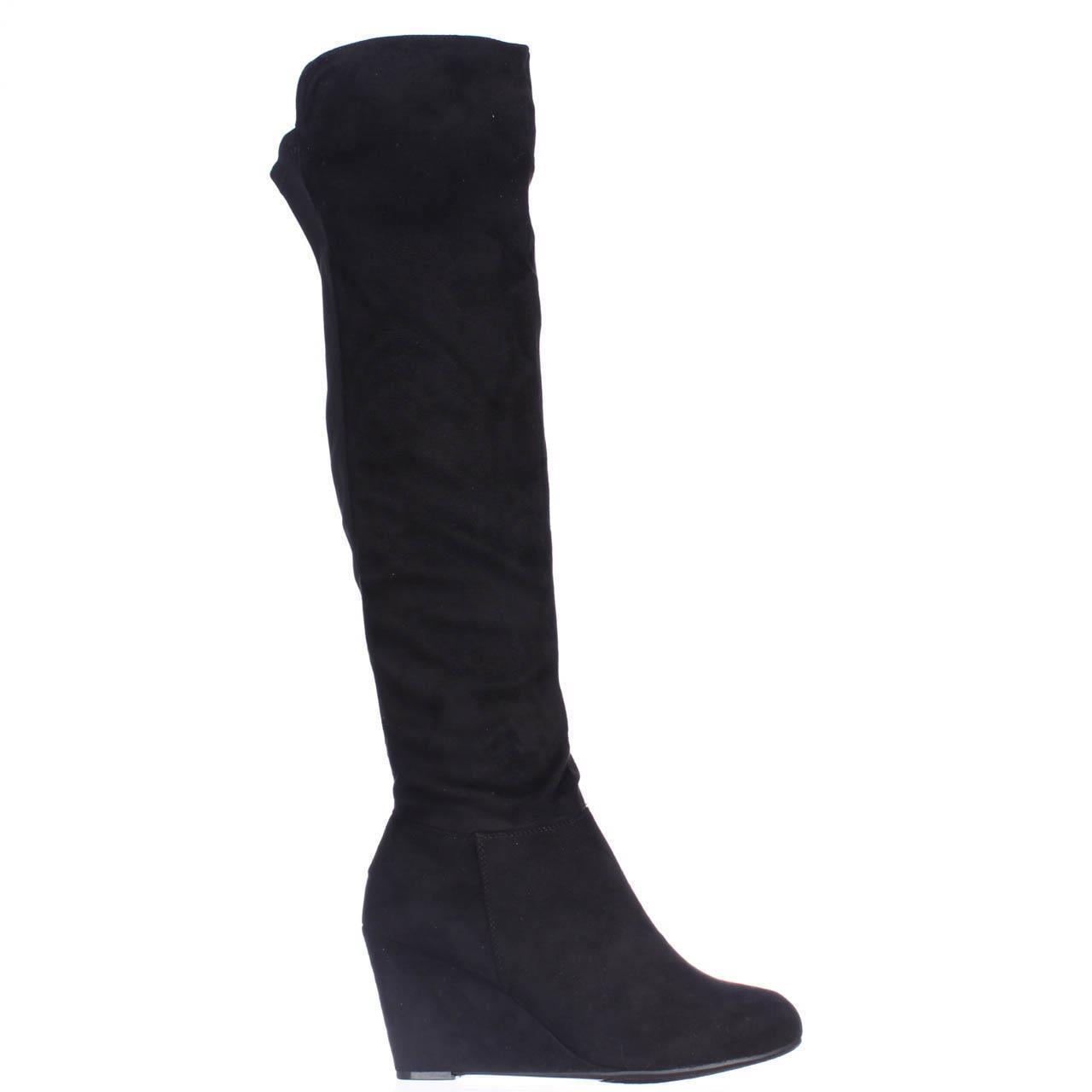 Womens Chinese Laundry Unbelievable Knee High Wedge Boots Black