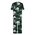 thumbnail image 6 of Lounge Sets for Women Two Piece Casual Floral Print Short Sleeved Round Neck and Cropped Pants Set, 6 of 7