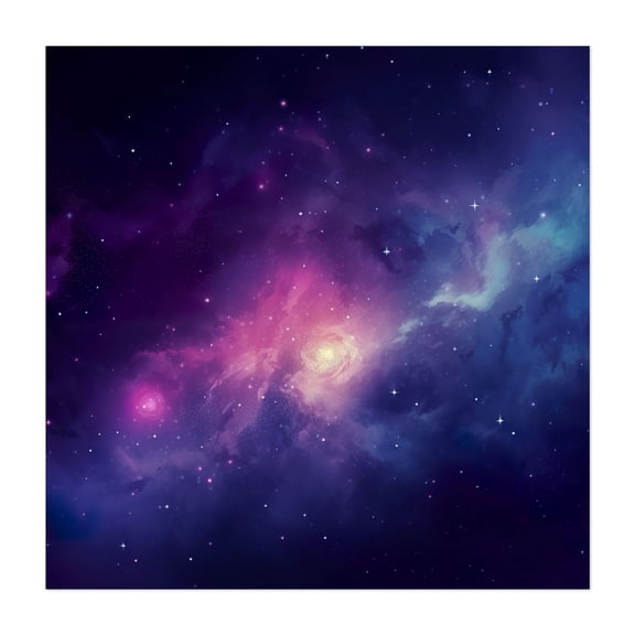 Violet Galaxy - Digital Art Space Cosmic Night Sky Astronomy Stars Unframed Wall Art Print 6 x 6 inches