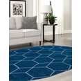 thumbnail image 7 of Unique Loom Trellis Frieze Collection Area Rug - Geometric (4' x 6' Oval Navy Blue/Ivory), 7 of 7