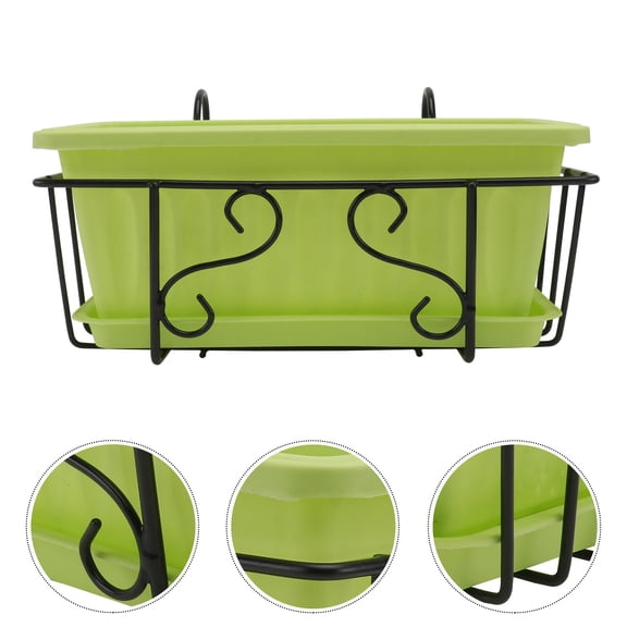 FENGGUIQU 1Set Green Plastic Flower Trough Hanging Flowerpot for Balcony Gardening and Decoration