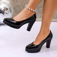 thumbnail image 2 of Win s Way Women's Chunky Heel Solid Low Top Slip On Dress Shoes Comfort Work Evening, 2 of 9