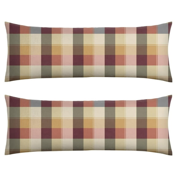 Plaid Body Pillow Cover - Soft & Breathable Fabric, Hidden Zipper, 20"x54", Buffalo Check & Vintage Plaid Print - Perfect Gift for Side Sleepers, Cabin Decor & Pregnancy Support