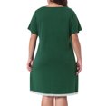 thumbnail image 4 of DARING DIVA Women's Plus Size Soft Short Sleeve Lace Trim Nightgown 1X Dark Green, 4 of 6