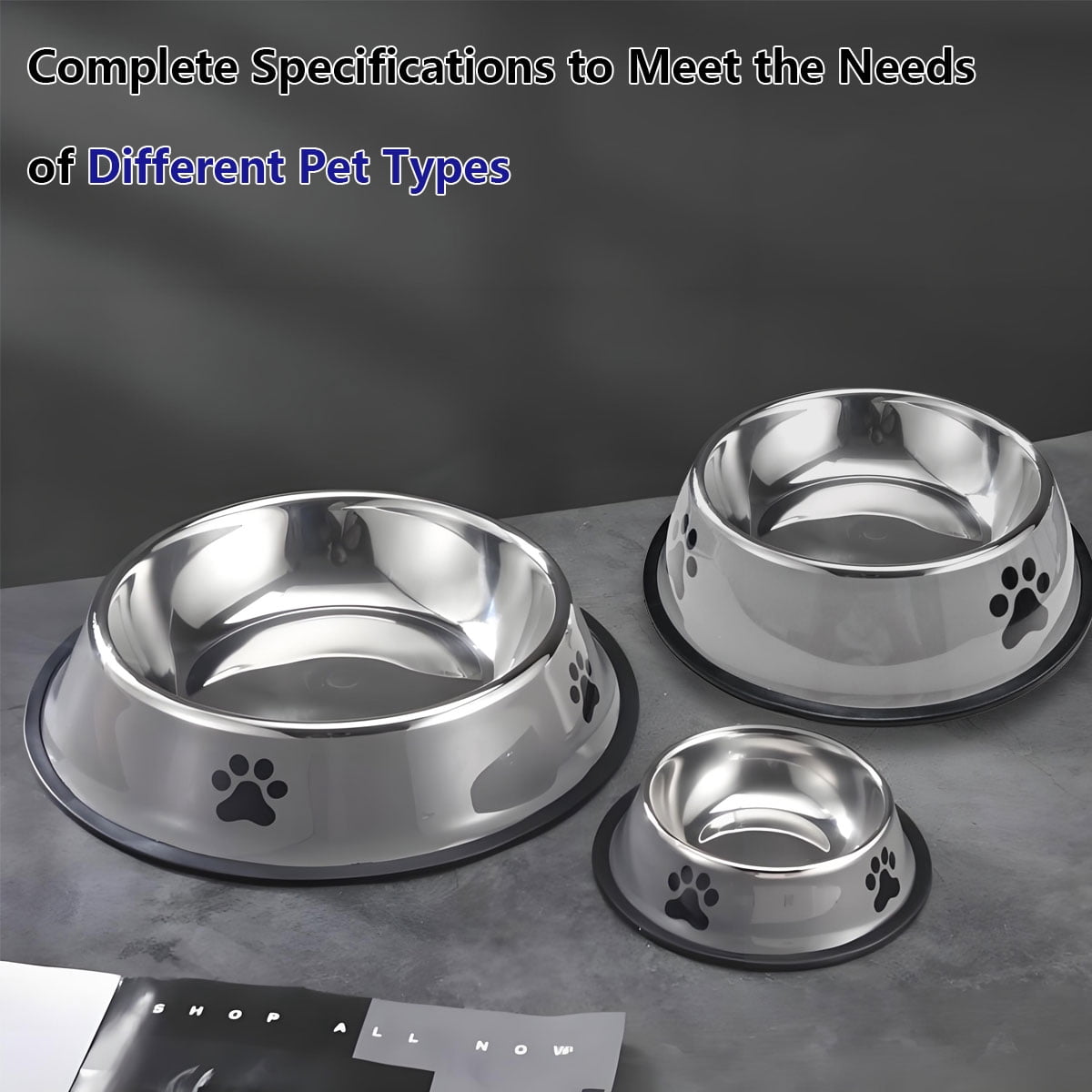 BLRTUN 2-Pack Stainless Steel Dog Bowls Set, Non-Slip Stackable Food & Water Dishes for Pets Gray-50oz(6cups)