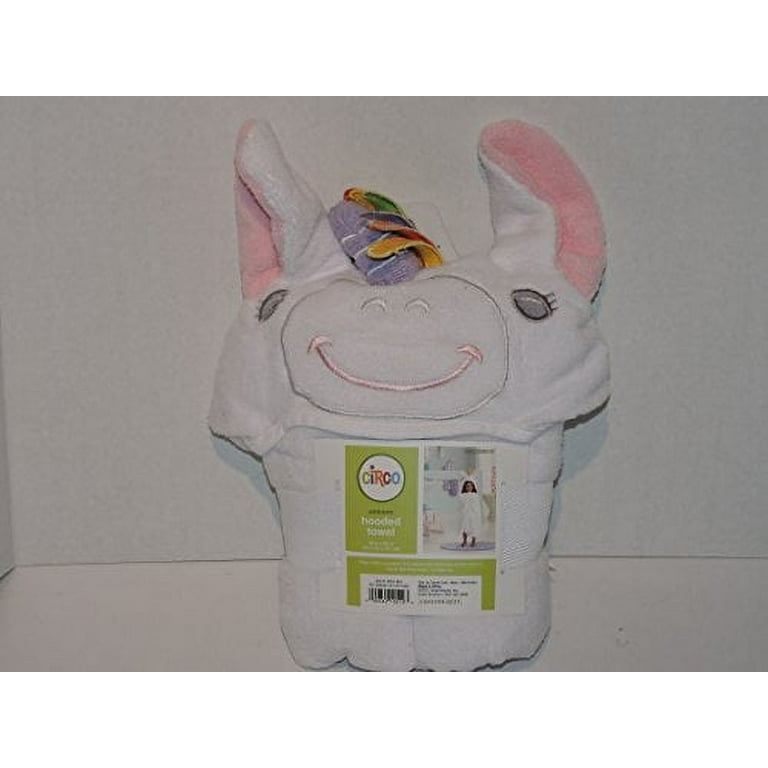 Circo Hooded Towel. Soft Plush Unicorn with Horn and Rainbow