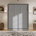 thumbnail image 5 of Mintazer Queen Size Murphy Bed with Rotating Door Shelves, Convertible Wall Platform Bed with Bookcase for Home Bedroom Living Room, Gray, 5 of 21