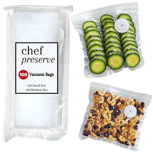 Bolsas para almacenamiento de alimentos Chef Preserve, 100 bolsas al vacío sin BPA