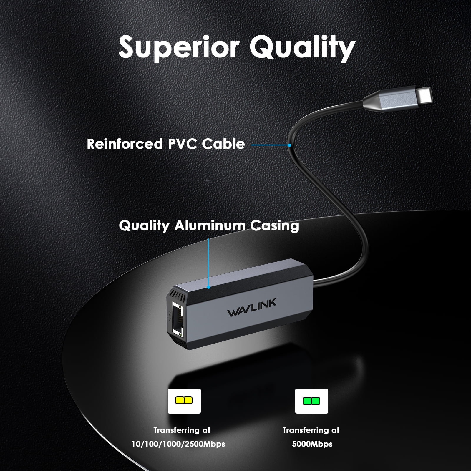 WAVLINK USB C to Ethernet Adapter 5Gbps, Driver-free RJ45 Gigabit LAN Ethernet Network Adapter for Laptops, Computers and More, Thunderbolt 5/4/3 Compatible, for MacBook Pro/Air, iPad Pro, Dell XPS