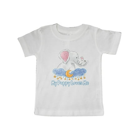 

Inktastic My Poppy Loves Me Cute Elephants Clouds Moon and Stars Gift Baby Boy or Baby Girl T-Shirt