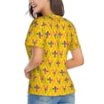 thumbnail image 2 of Goofa Mardi Gras Crayfish and Fleur de lis Pattern Women's Slim-Fit Short-Sleeve V-Neck T-Shirt,Classic-Fit Short-Sleeve V-Neck T-Shirt-Small, 2 of 5