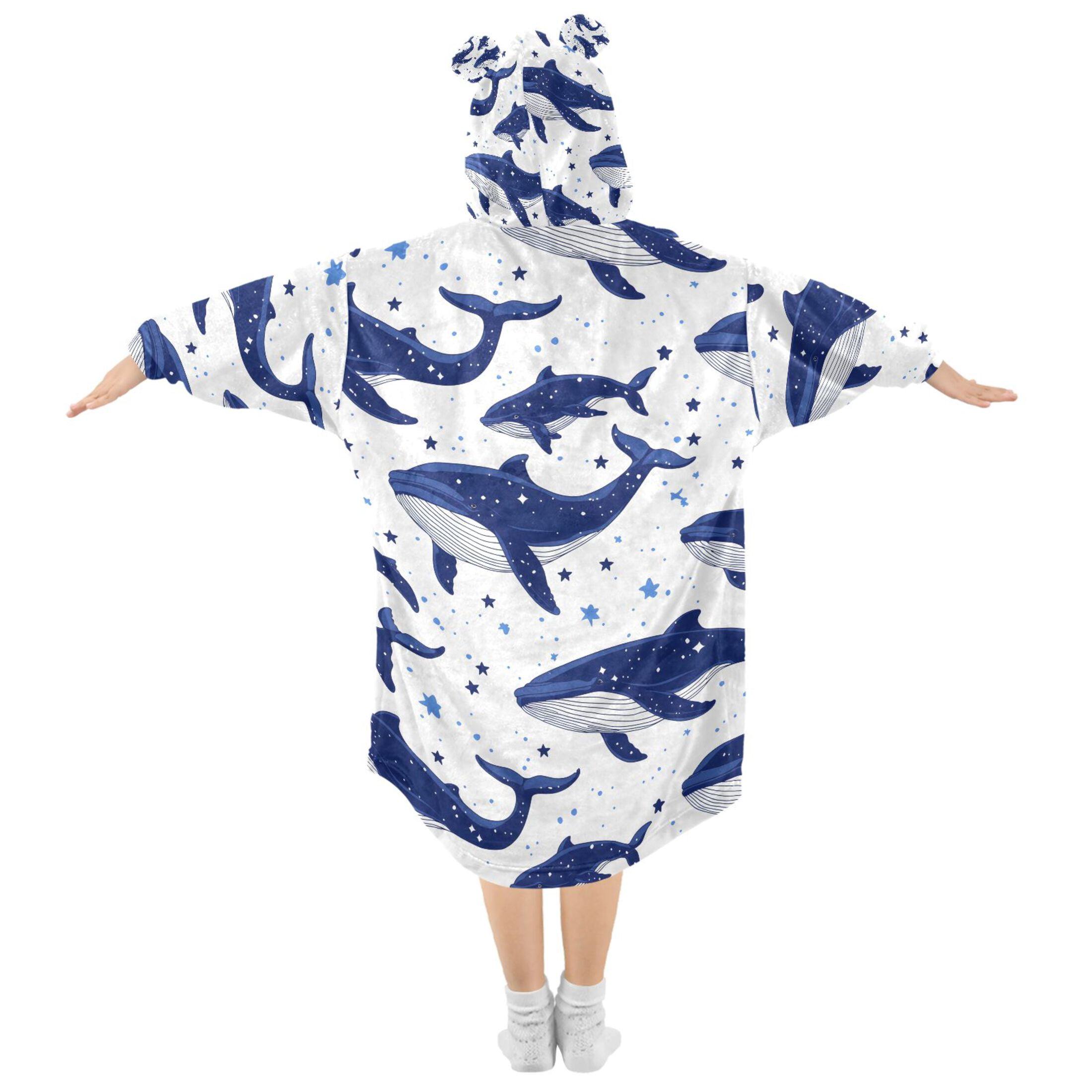 joogoo Wearable Blanket Hoodie for Whale Stars Oversized Sherpa Hooded 3-14 YR M