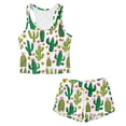 thumbnail image 4 of Xoenoiee Cactus Sunflower Flower Print Girls Swimsuit 2 Piece Girl Tankini Swimwear Swim Shorts Tank Top Set Girl Bathing Suit for Beach Pool Vacation, 8-9 Years, 4 of 7
