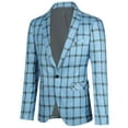 thumbnail image 3 of Cloudstyle Men's Slim Fit Smart Casual Plaid Single-Breasted One-Button Notch Lapel Two-Piece Suit - Spring/Fall Wrinkle-Resistant Regular Length Round Hem, 3 of 16