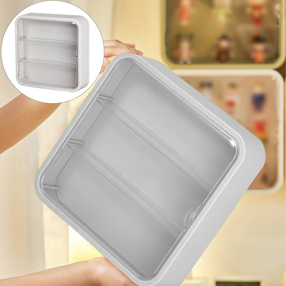 Display Cabinet For Mini Figures Stackable With Adjustable Shelves Wall Mounted Or Desktop Acrylic Case For Home Clinic Pantry/ Wall-Mounted Storage Display Rack, Moon White