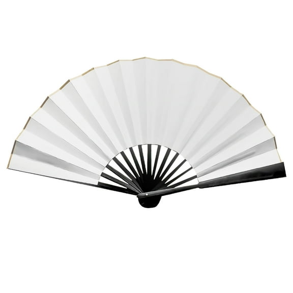Cevemin 10-inch Custom Line Dance Fan with Double-Sided Printing & Engraving - Silk-like Lustring Imitation Ebony Hand Fans with Black Edging & OPP Bag for Women Dancing Decorations