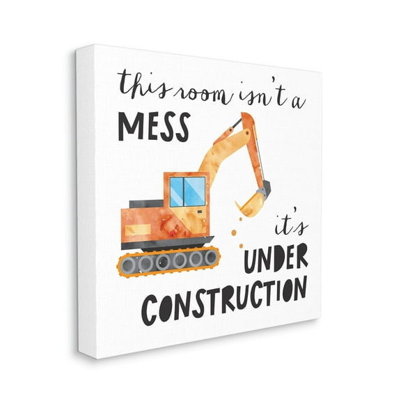 Stupell Industries This Room is Under Construction Kids' Room Sign Transportation Painting Gallery Wrapped Canvas Print Wall Art, 24 x 24