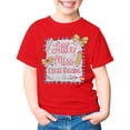 thumbnail image 3 of Glisme Big Girls Back To School Tees Letter Print Short Sleeve Crew Neck Fall Cozy Soft Girls T-Shirt Size 11-12 Years Red, 3 of 7