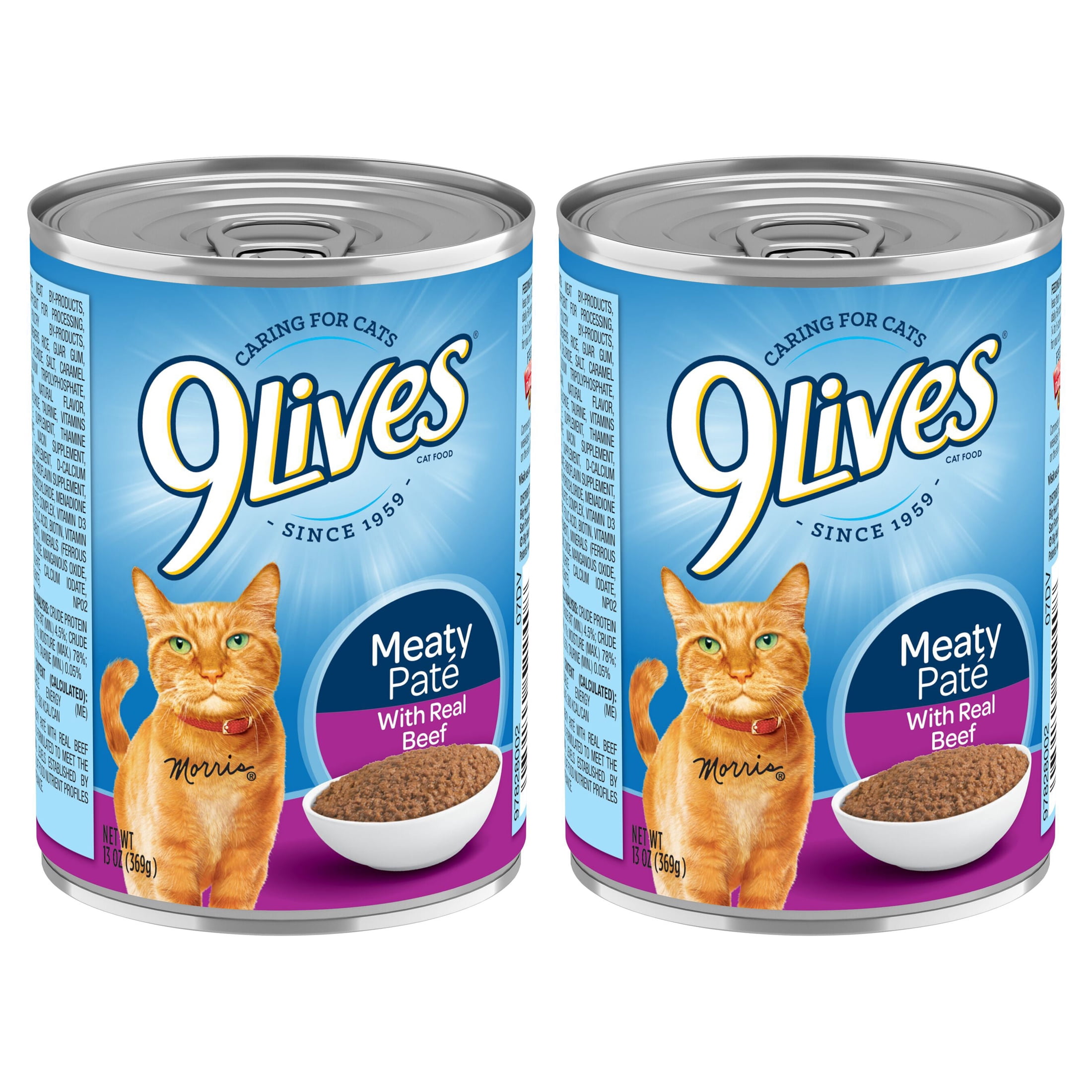 (2 pack) 9Lives Meaty Paté With Real Beef Wet Cat Food, 13Ounce Can