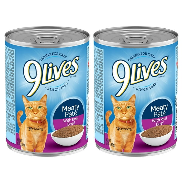 (2 pack) 9Lives Meaty Paté With Real Beef Wet Cat Food, 13Ounce Can