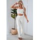 thumbnail image 3 of ABPHQTO Conjunto de dos piezas de top de tirantes corto blanco y pantalones de cintura alta para mujer, 3 of 5