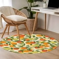 thumbnail image 4 of Green Orange Round Area Rug 3Ft Washable Small Circle Rugs for Kitchen Entryway, Summer Botanical Leaves Watercolor Checkered Non-Slip Carpet Floor Mats Indoor Outdoor Carpet Runner Home Decor, 4 of 8