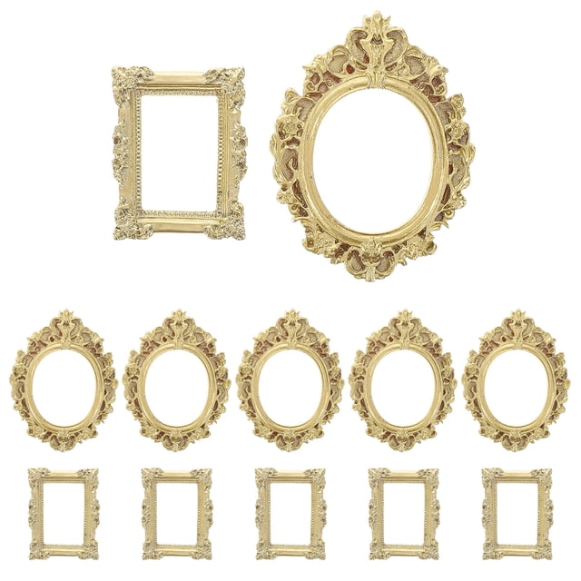 12pcs Vintage Resin Picture Frame Antique Photo Oval And Rectangle Frame Jewelry Display Frame Photo Frame For Diy Art Projects And Home Decor