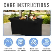 LUSHVIDA 6ft Stretch Spandex Table Cover- Rectangular Fitted Stretchable Wrinkle Resistant Elastic Tablecloth for Party, Wedding, Banquet, Black, 1 Pack