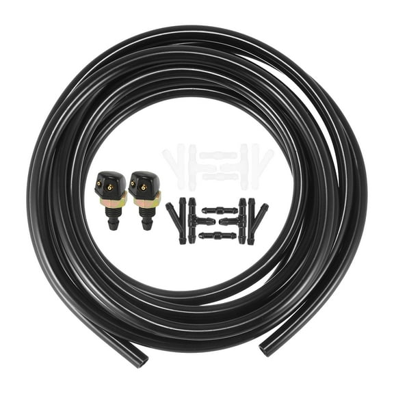 Motoforti Universal Front Windshield Washer Hose Kit with 3 Meter Washer Fluid Hose 12 Pcs Hose Connectors 1 Set