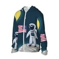 thumbnail image 2 of KLL Astronaut With USA Flag Print Men's Women’s UPF 50+ Sun Protection Outdoor Hoodie Jacket Long Sleeve Fishing Hiking Performance Shirt-Large, 2 of 6